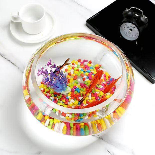 特价创意透明玻璃三爪圆形鱼缸桌面客厅乌龟缸大号加厚金鱼缸招财,淘宝优惠券,粉丝福利购,淘宝优惠卷