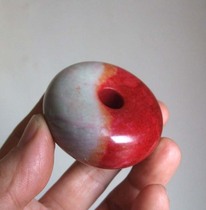 Natural Chicken Blood Jade Safe Button pendant Pendant Chicken Blood GREEN BUTTON PENDANT PENDANT THICKENED RED WHITE JADE BUCKLE WAIST BUCKLE TO MAKE PLAY PIECE