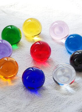 弹珠彩色玻璃珠子儿童装饰摆件透明红白黄蓝绿紫粉黑色实心水晶球