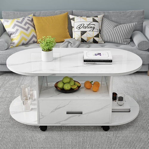 玻璃移动现代个性椭圆形功夫茶几简约客厅小户型经济型多功能创意 - 图3