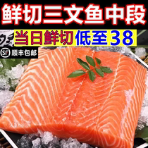 (Breaking Price) Iced Fresh Salmon Fresh Sashimi Day Now Kills Fish Siloin Midsection Ice Pan Raw Fish Slice Xinjiang Seafood