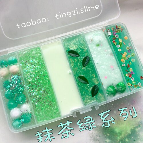 蓝色海洋系多拼六格史莱姆少女心套盒烧仙草slime黄油泥透泰礼物 - 图2