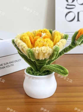 扭扭棒蝴蝶兰花束盆栽新年节日礼物生日礼物车载摆件幼儿园DIY
