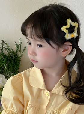 新款儿童蝴蝶结亮片五角星星发夹甜美女孩侧边刘海夹碎发BB夹发卡