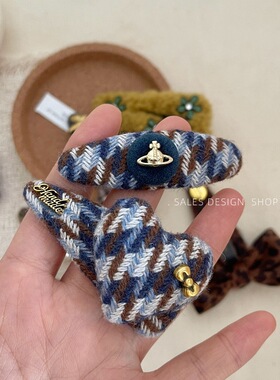 秋冬新款韩系豹纹蝴蝶结布艺发夹发饰发卡侧边夹轻奢高级感BB夹女