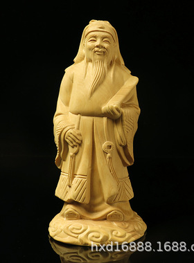 金匠大作黄杨木雕福禄寿财神家居功名利禄木质家居饰品收藏品摆件