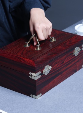 金匠大作红木首饰盒酸枝木收纳盒中国复古风木质收藏带锁双层大容