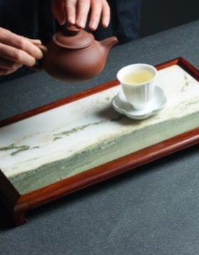 金匠大作红酸枝小型干泡茶台实木简约桌面云石茶盘红木功夫茶具茶