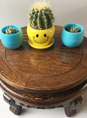 金匠大作红木花架花几实木质花盆鱼缸底座圆形鸡翅木制瓷瓶摆件花