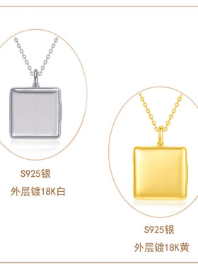 纯银S925镀18K定制照片防水纪念家人吊坠项链放相片刻字打开送礼