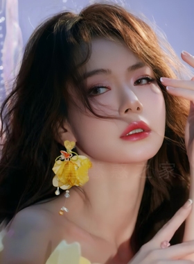 戚薇同款旅游度假黄色花朵耳环耳饰耳钉耳夹耳坠2025春夏新款女潮