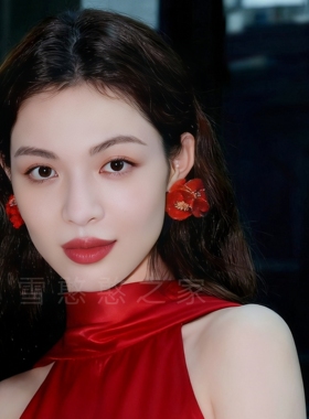 红色花朵耳饰法式复古高级感耳钉耳夹耳坠耳环2025新款女饰品潮流