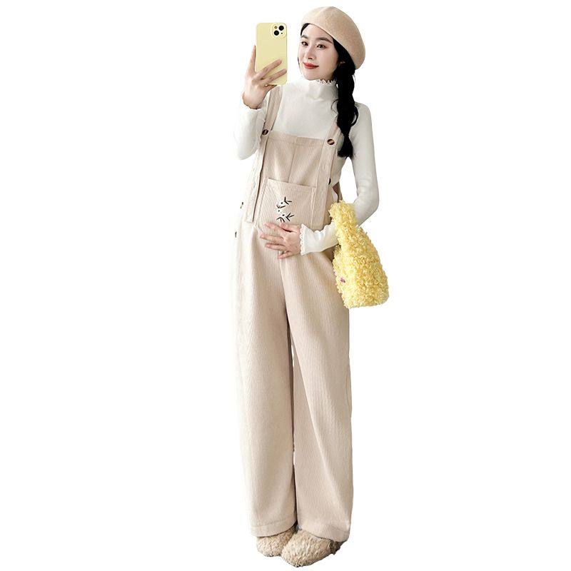 孕妇装2025新款秋冬加绒套装气质显瘦小个子孕妇背带裤毛衣两件套,淘宝优惠券,粉丝福利购,淘宝优惠卷