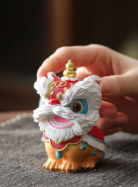 茶宠国潮醒狮招财摆件乔迁新居茶桌开业家居装饰客厅文创玄关舞狮