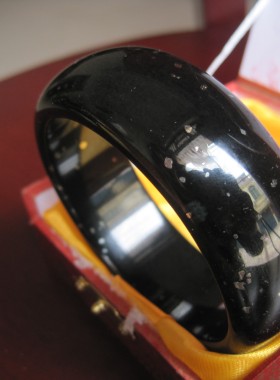 黑青玉金点手镯撒金天然和田玉