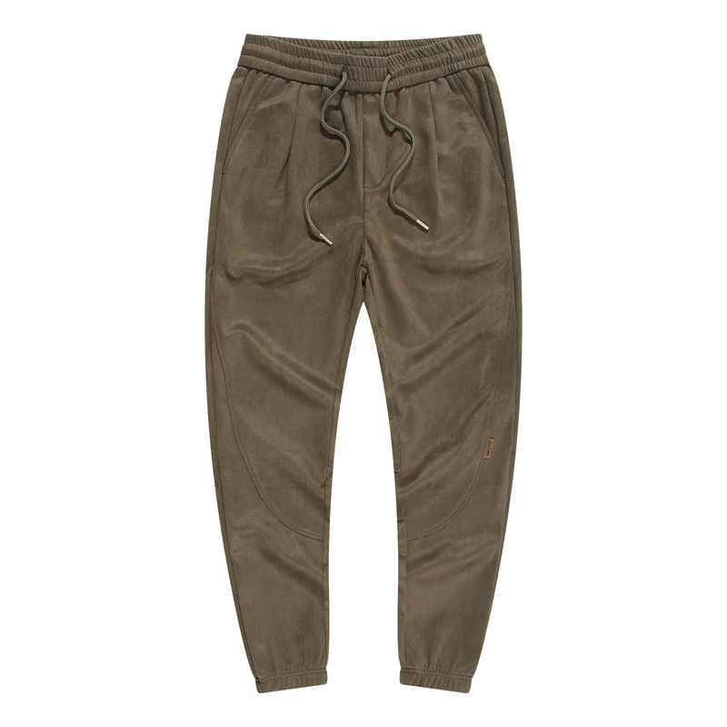 撤柜撤标(M)秋季新款仿麂皮绒休闲长裤日系复古青年潮牌束脚裤男 - 图3