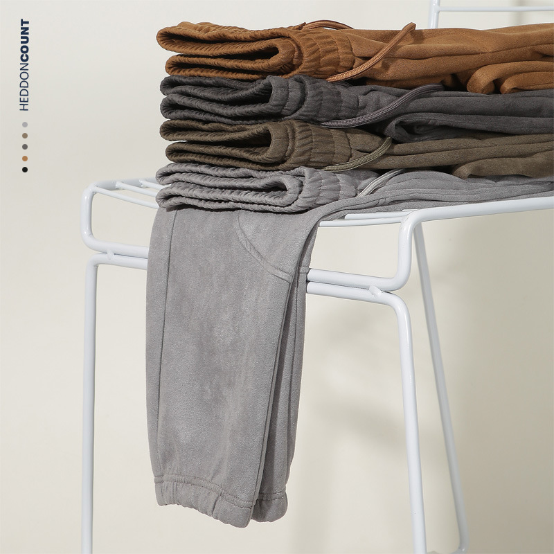 撤柜撤标(M)秋季新款仿麂皮绒休闲长裤日系复古青年潮牌束脚裤男 - 图2