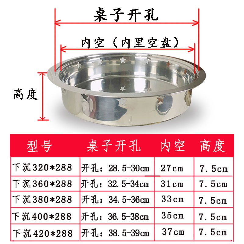 火锅锅圈铜锅炭火锅下沉式锅圈底座串串香专用锅铜火锅钢圈电磁炉 - 图1