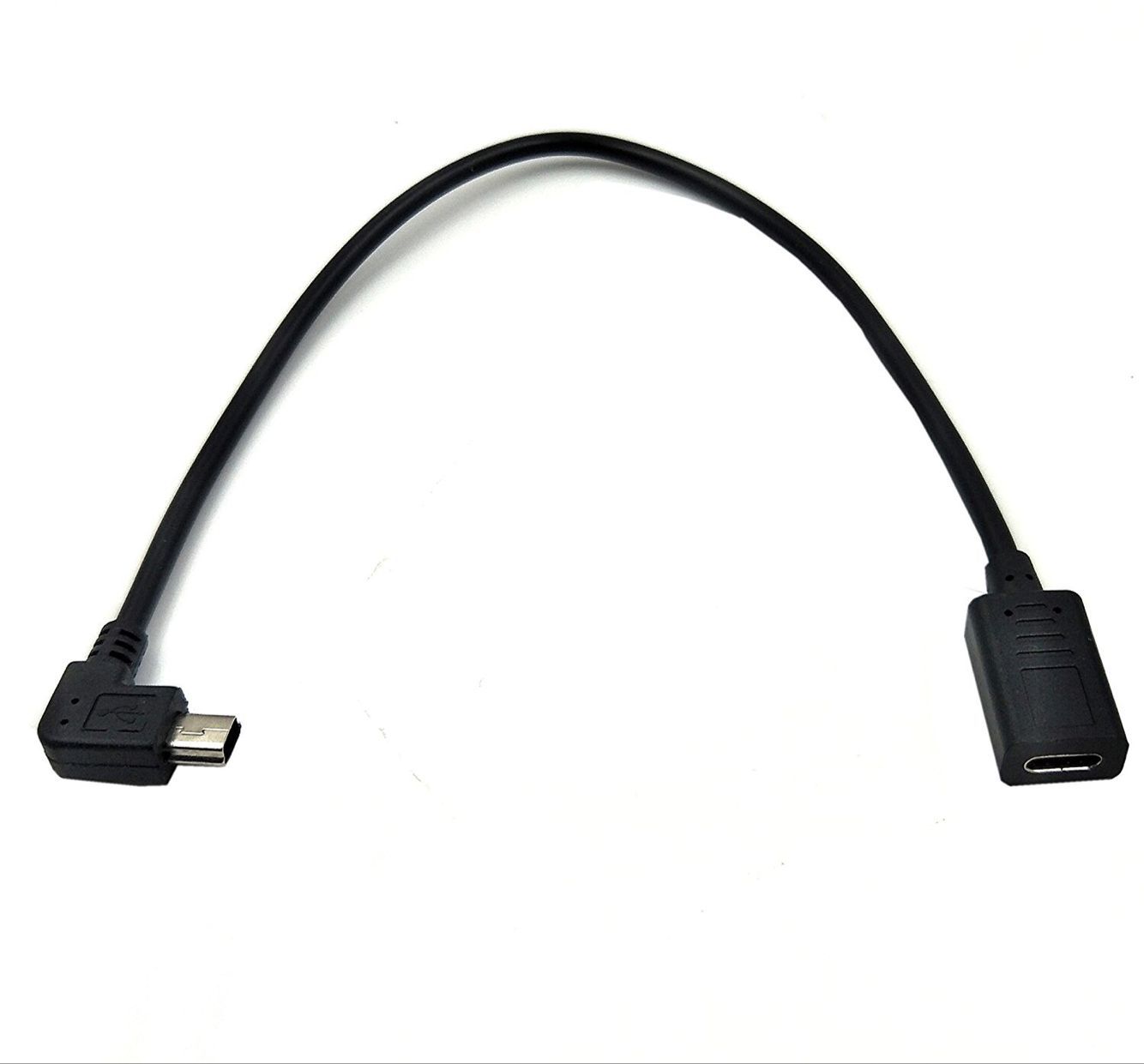 usb3.1 type-C母头转迷你MINI5pin公弯头左右弯转接线转换线25cm - 图3