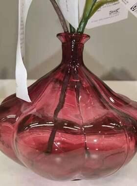 宜家玻璃酒红色插花艺水培装饰品