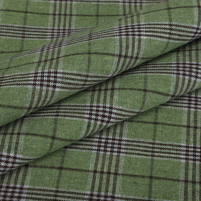 新款色织格子布田园风 裙子春秋衬衫裤子外套服装手工DIY涤棉面料