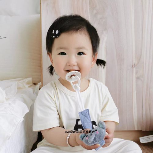 ins卡通动物宝宝安抚奶嘴链防掉链防丢挂饰婴儿布艺玩具牙胶挂饰 - 图2