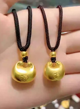 金包银大小胖福锁包吊坠小金坨宝宝平安福锁挂坠饰品项链坠送女友
