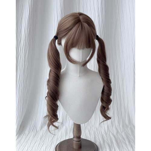 【糯糯熊】耶耶兔假发女双马尾蜜茶色长卷发少萝75cm仿真全头套 - 图1