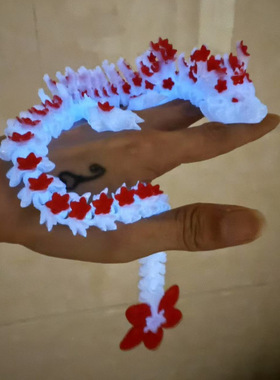 3D打印樱花粉玩具可爱生日礼物桌面摆件传统中国龙樱花粉关节可动