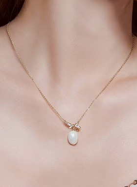 轻奢小众吊坠项链淡水珍珠锁骨链