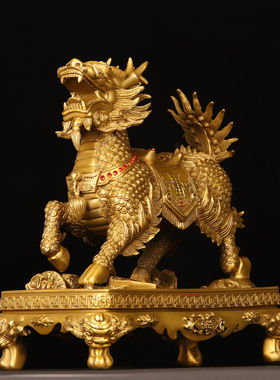 麒麟摆件全铜公母一对大号八宝麒麟家用门店桌面装饰品钻石火麒麟