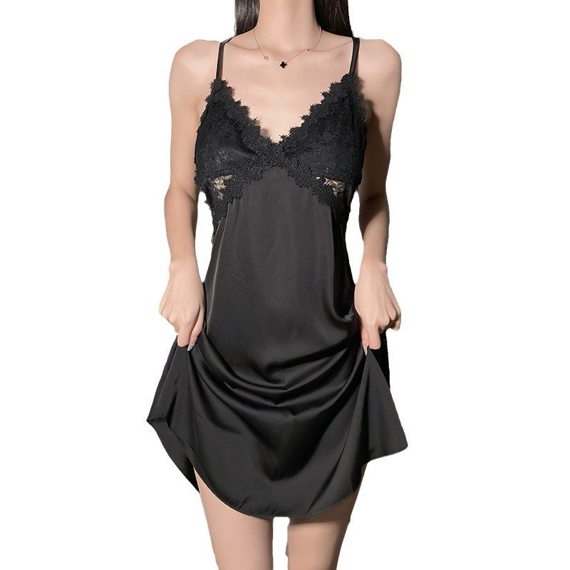 唯美纱新款性感修身睡衣蕾丝V领吊带睡裙女纯欲聚拢胸垫家居服,淘宝优惠券,粉丝福利购,淘宝优惠卷