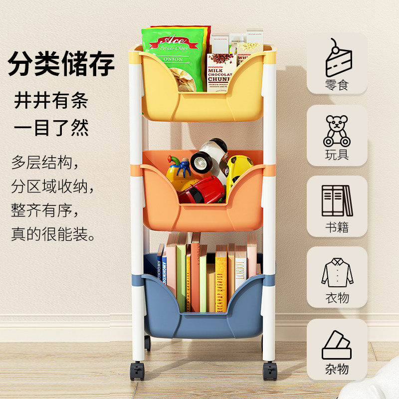 儿童玩具收纳架宝宝置物架子书架儿童房多层整理箱盒储物柜小推车,淘宝优惠券,粉丝福利购,淘宝优惠卷