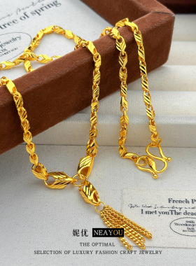 2025新款设计感车花瓜子流苏项链女款小众轻奢高级感项链沙金饰品