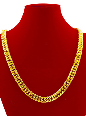 金店同款男士扁链批发 跨境镀沙金10m老板项链男款地摊货源批发