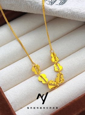 2025新款轻奢设计感cnc爆闪龙鳞葫芦片项链手链女两件套 沙金批发