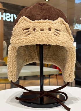 可爱猫咪毛绒雷锋帽子女冬季加厚