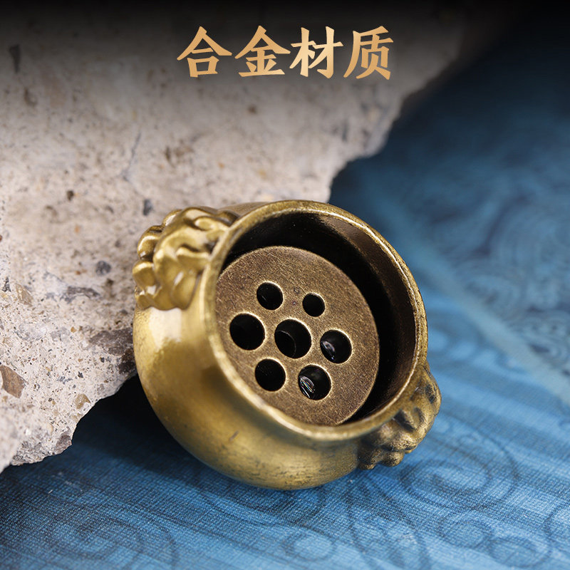 狮耳炉拇指尖铜香炉铜合金香插香立线香炉香道用品袖珍款香座,淘宝优惠券,粉丝福利购,淘宝优惠卷