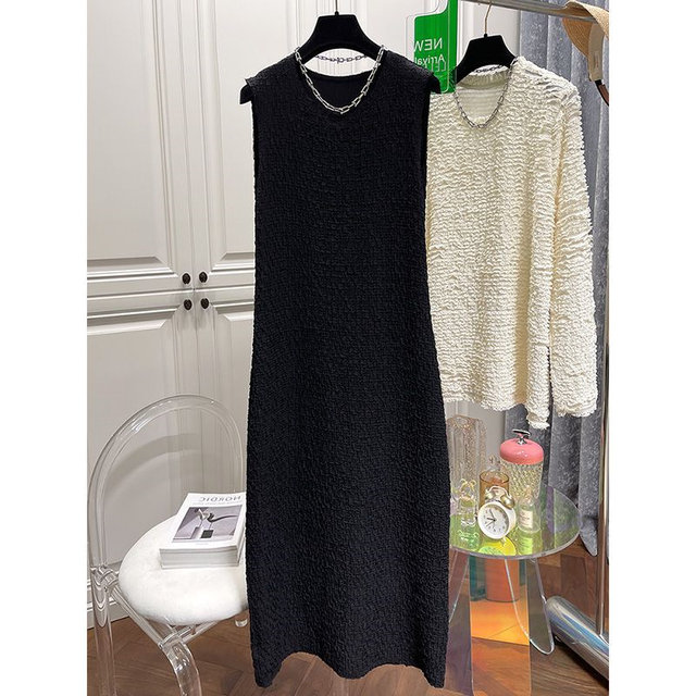 Summer ຂະ​ຫນາດ​ໃຫຍ່​ພິ​ເສດ 300 pounds loose bubble round neck skirt ຍາວ​