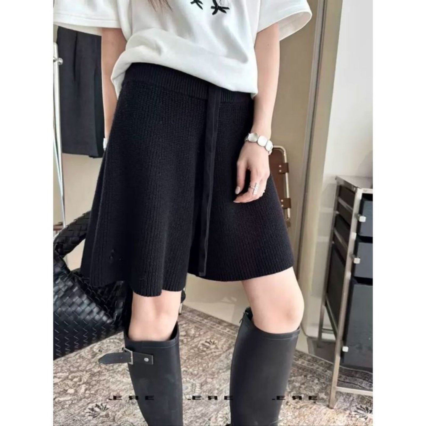 300斤大码胖MM抽绳针织短裤女秋冬慵懒风阔腿裤休闲高腰直筒裤子,淘宝优惠券,粉丝福利购,淘宝优惠卷