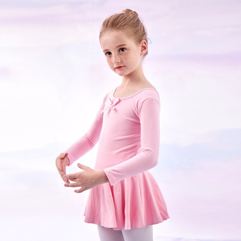 舞蹈练功服儿童秋冬芭蕾舞裙女童长袖跳舞裙女孩舞蹈裙中国舞服装