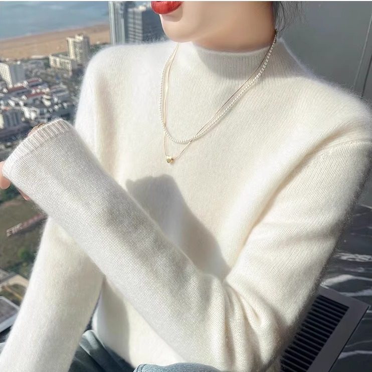 新款100纯羊毛衫女士半高领宽松毛衣秋冬内搭针织大码打底衫上衣,淘宝优惠券,粉丝福利购,淘宝优惠卷