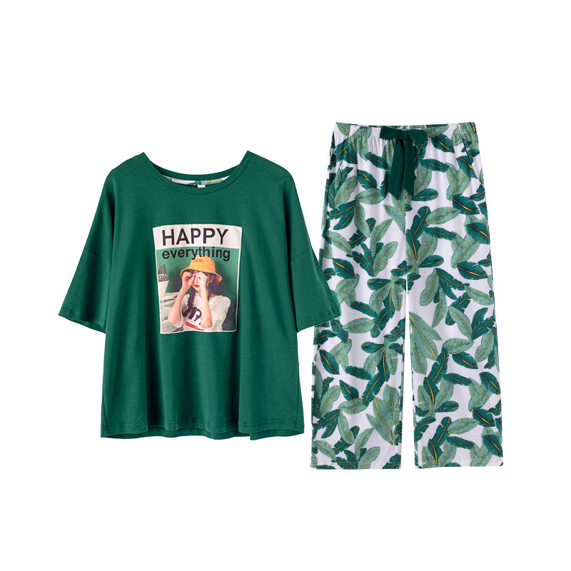 芬腾玛伦萨可外穿甜美夏季印花睡衣 玛伦萨睡衣/家居服套装