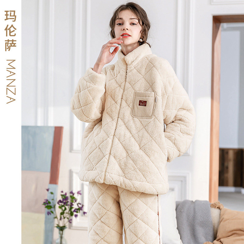 芬腾玛伦萨冬珊瑚绒加厚加绒睡衣 玛伦萨睡衣/家居服套装