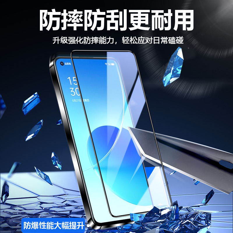 适用于OPPOReno65G钢化膜reno6手机ooppreno6全屏opppreno6保护oppor6软壳opporen06防窥poopreno屏保opρo膜-图2