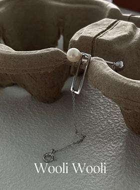 Akoya海水珍珠几何方块手链s925纯银平衡木戒指清冷感小众指环