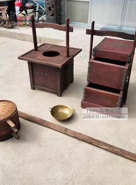怀旧老物件挑子包子农家院摆件