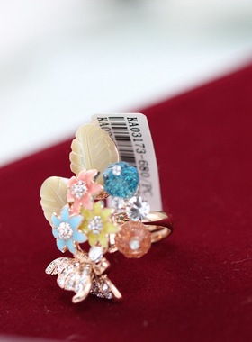 开口贝壳蝴蝶镶钻韩版夸张戒指