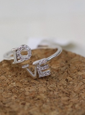 love饰品字母水钻秀气风韩版戒指