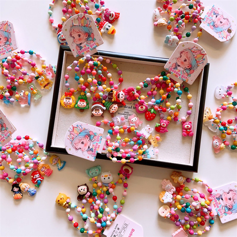亲子款手链儿童可爱树脂涂鸦女孩手链女童幼儿园彩珠装饰品5条装,淘宝优惠券,粉丝福利购,淘宝优惠卷
